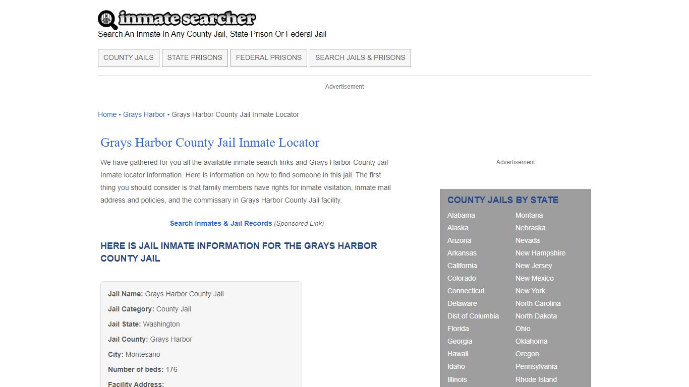 Grays Harbor County Jail Inmate Locator - Inmate Searcher